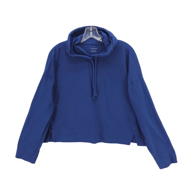 EVERLANE Women's Organic Cotton Track Hoody Blue Crop Boxy Oversized Size MEDIUM - Picture 1 of 7